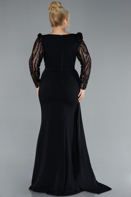 Robe Grande Taille Longue Mousseline Noir ABU4733