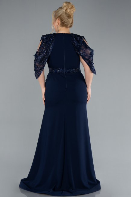 Robe Grande Taille Longue Bleu Marine ABU4668