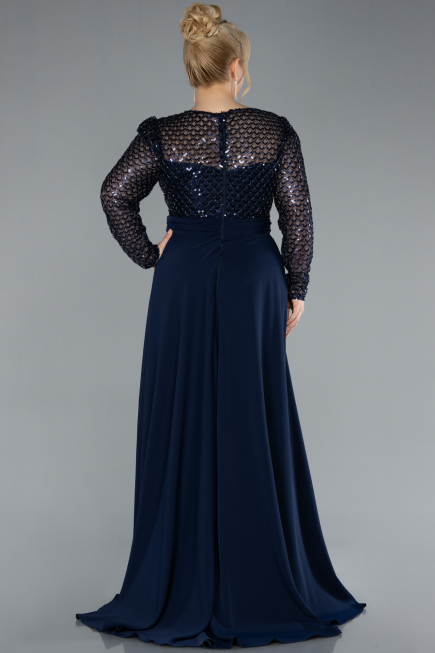 Robe de Soirée Grande Taille Longue Bleu Marine ABU4711