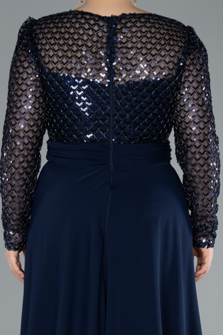 Robe de Soirée Grande Taille Longue Bleu Marine ABU4711