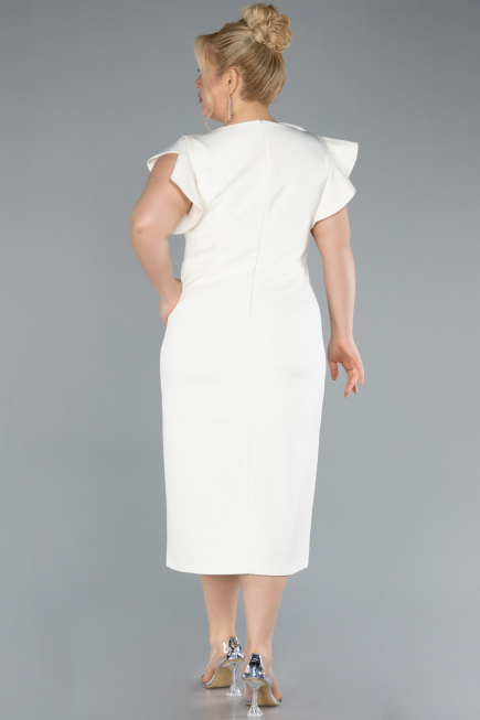 Robe De Invitation Grande Taille Midi Crème ABK2278