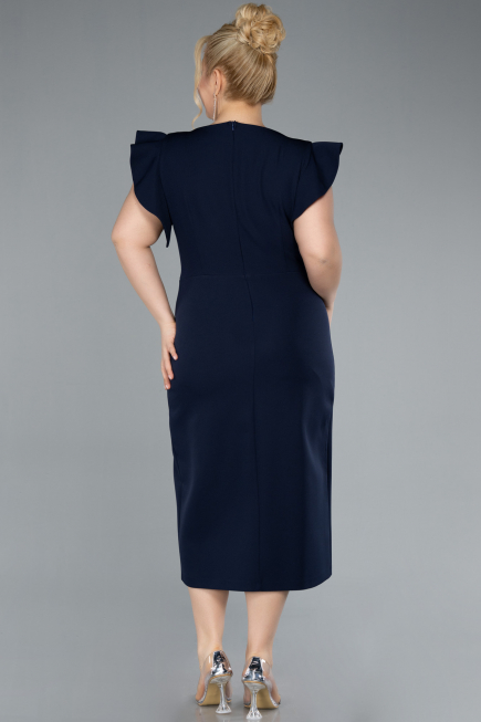 Robe De Invitation Grande Taille Midi Bleu Marine ABK2278