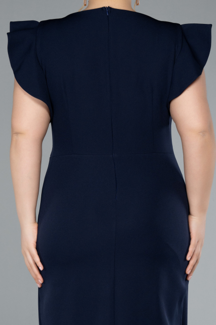 Robe De Invitation Grande Taille Midi Bleu Marine ABK2278