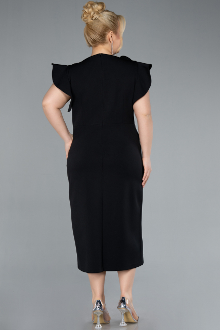 Robe De Invitation Grande Taille Midi Noir ABK2278