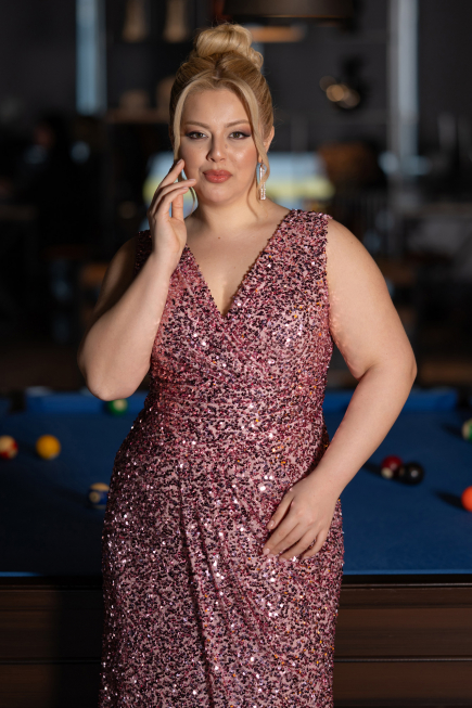 Robe de Soirée Grande Taille Longue Poudre ABU4673