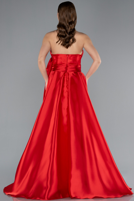Robe de Soirée Longue Satin Rouge ABU4774