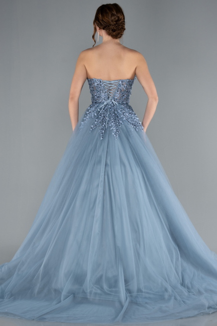 Robe De Soirée De Créateur Longue Gris ABU4431