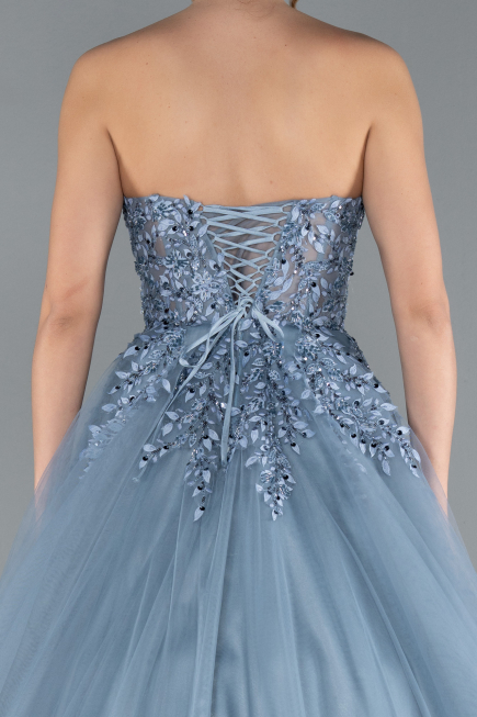Robe De Soirée De Créateur Longue Gris ABU4431