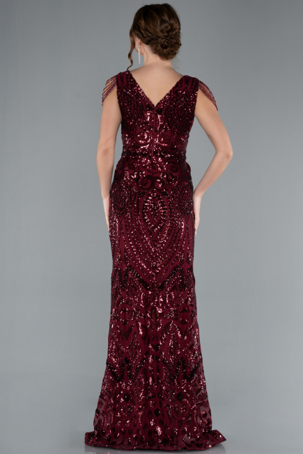 Robe Queue de Poisson Longue Squameuse Rouge Bordeaux ABU3842