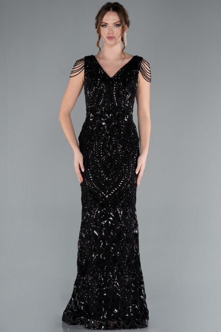 Robe Queue de Poisson Longue Squameuse Noir ABU3842
