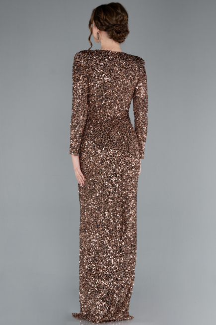 Robe de Soirée Longue Squameuse Cuivre ABU4763