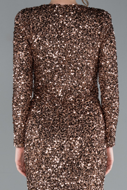 Robe de Soirée Longue Squameuse Cuivre ABU4763