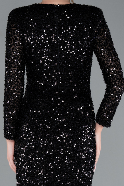 Robe de Soirée Longue Squameuse Noir ABU4763