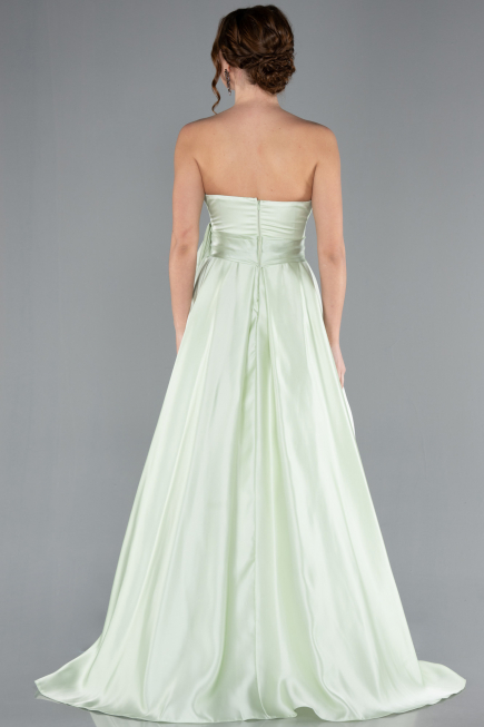 Robe de Soirée Longue Satin Menthe ABU4774