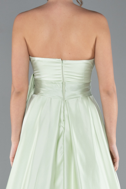 Robe de Soirée Longue Satin Menthe ABU4774
