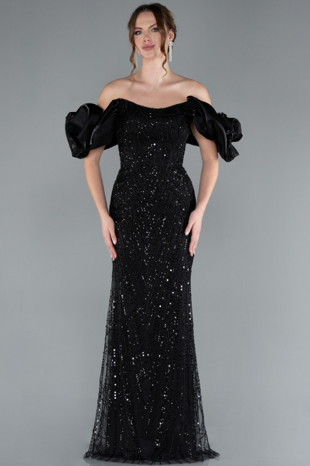 Robe Queue De Poisson Longue Noir ABU4509