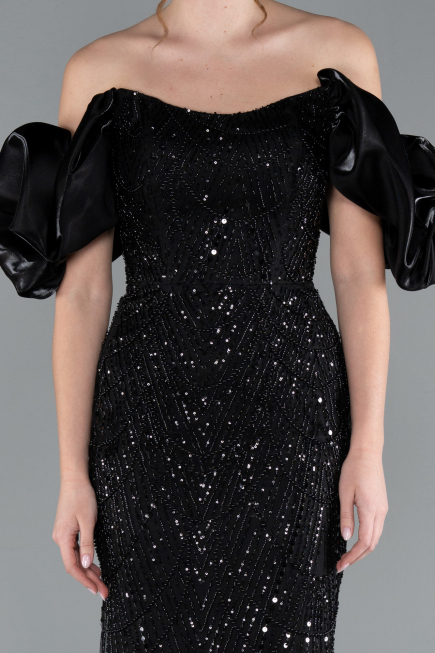 Robe Queue De Poisson Longue Noir ABU4509