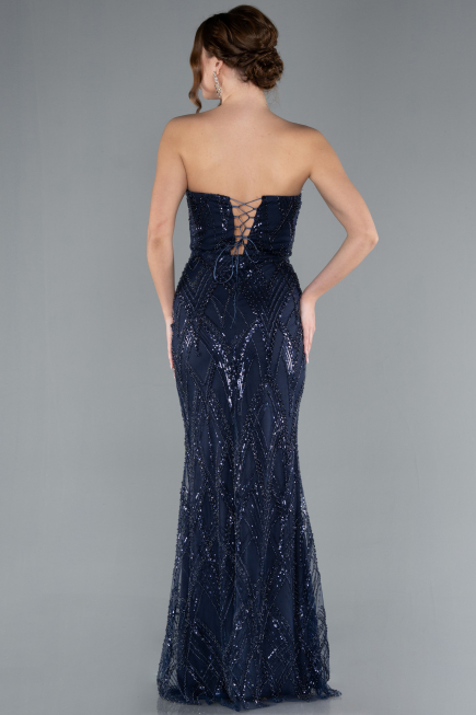 Robe de Soirée Longue Bleu Marine ABU4775