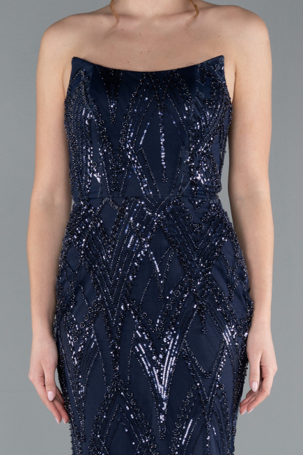 Robe de Soirée Longue Bleu Marine ABU4775