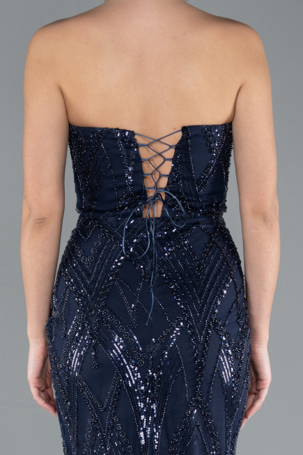 Robe de Soirée Longue Bleu Marine ABU4775
