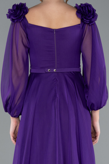 Robe De Soirée Mousseline Longue Violet ABU4130