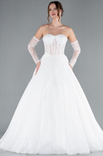 Robes de Mariage Longue Dantelle Blanc ABG038