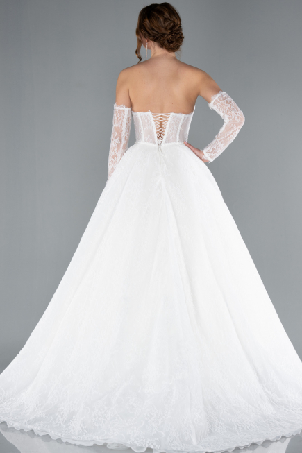 Robes de Mariage Longue Dantelle Blanc ABG038