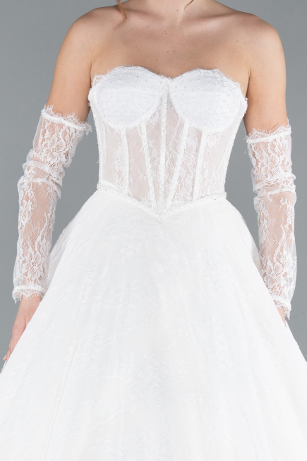 Robes de Mariage Longue Dantelle Blanc ABG038