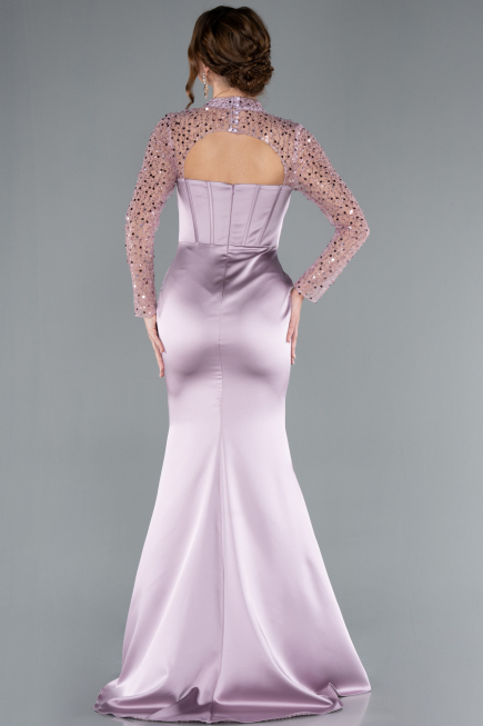 Robe de Soirée Longue Satin Lavande claire ABU4765
