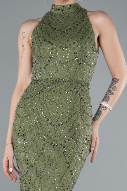 Robe de Soirée Longue Kaki ABU4791