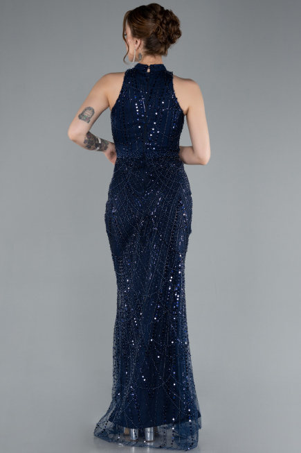 Robe de Soirée Longue Bleu Marine ABU4791