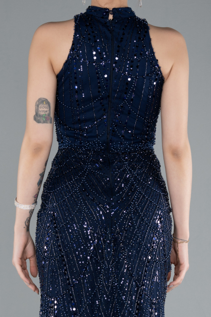 Robe de Soirée Longue Bleu Marine ABU4791