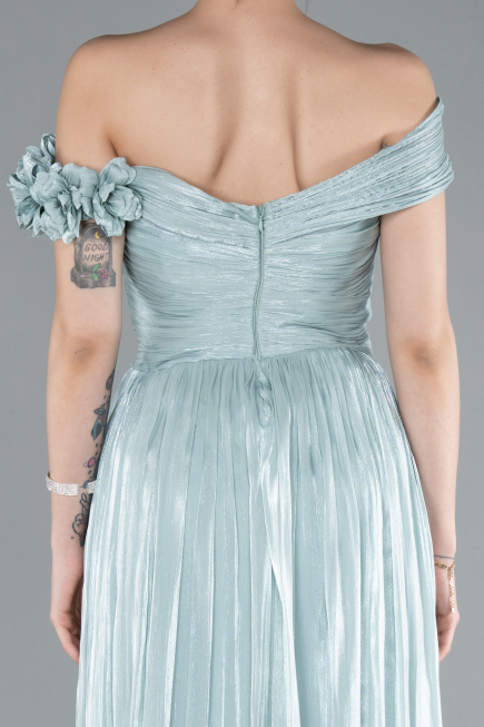 Robe de Soirée Longue Mousseline Menthe ABU4807
