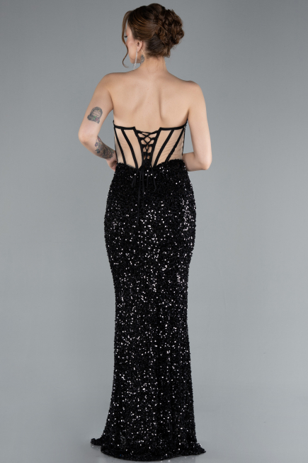 Robe Queue de Poisson Longue Squameuse Noir ABU4790