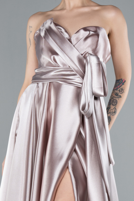Robe de Soirée Longue Satin Lavande claire ABU4774