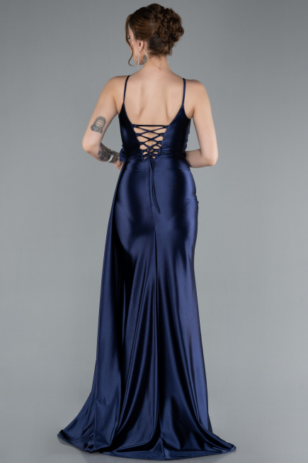 Robe de Soirée Longue Bleu Marine ABU4814