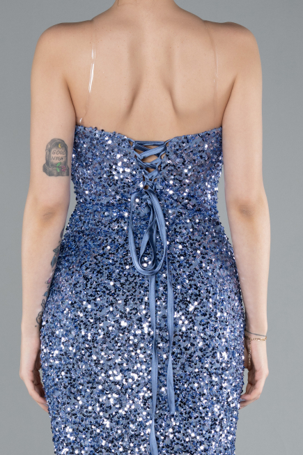 Robe Queue de Poisson Longue Squameuse Indigo ABU4816