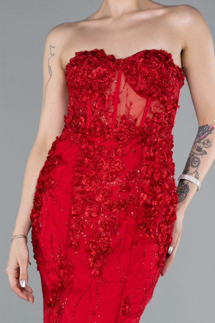 Robe Queue de Poisson Longue Rouge ABU4819