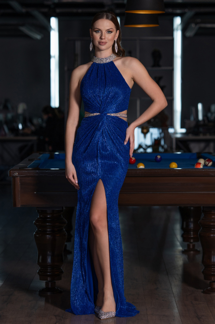 Robe Queue de Poisson Longue Bleu Saxe ABU4766