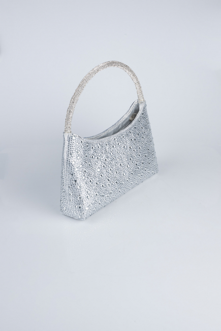 Sac De Soirée Luxe Pierreux Argent VT915
