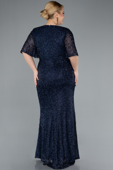 Robe De Soirée Grande Taille Longue Bleu Marine ABU4542