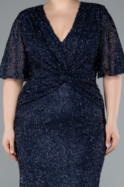 Robe De Soirée Grande Taille Longue Bleu Marine ABU4542