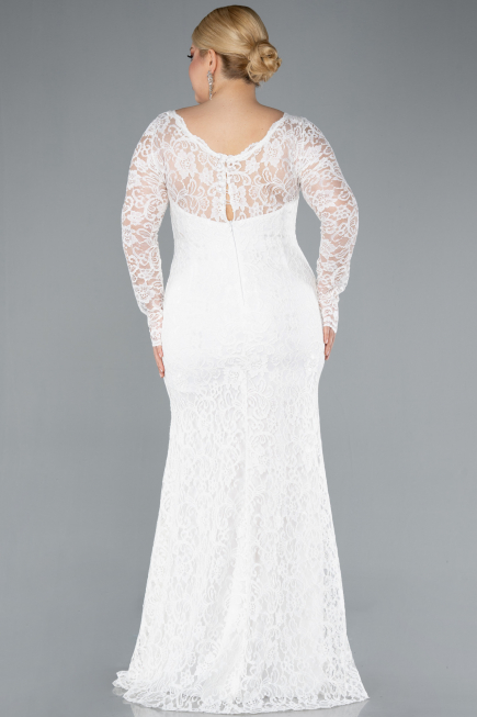 Robe Grande Taille Longue Lacé Blanc ABU1574