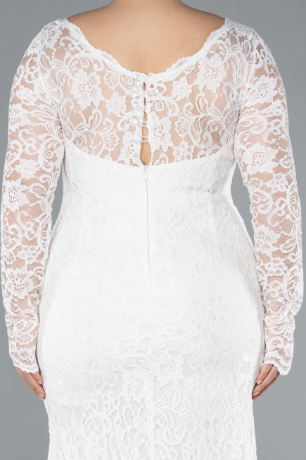 Robe Grande Taille Longue Lacé Blanc ABU1574