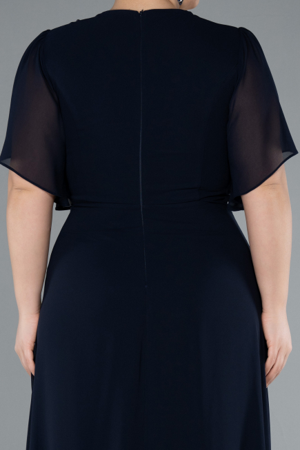 Robe de Soirée Grande Taille Longue Mousseline Bleu Marine ABU4794