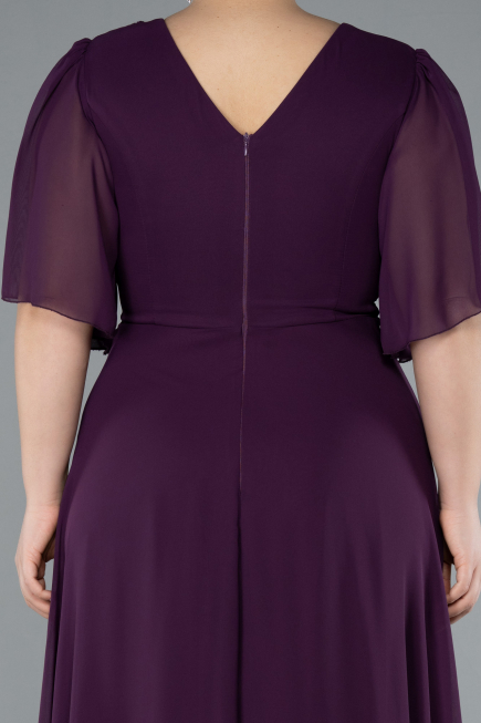 Robe de Soirée Grande Taille Longue Mousseline Violet ABU4794