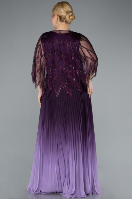 Robe De Soirée Grande Taille Mousseline Longue Violet ABU4633