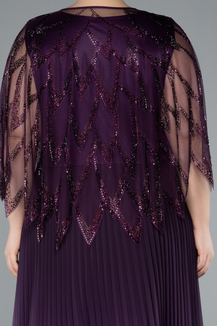 Robe De Soirée Grande Taille Mousseline Longue Violet ABU4633