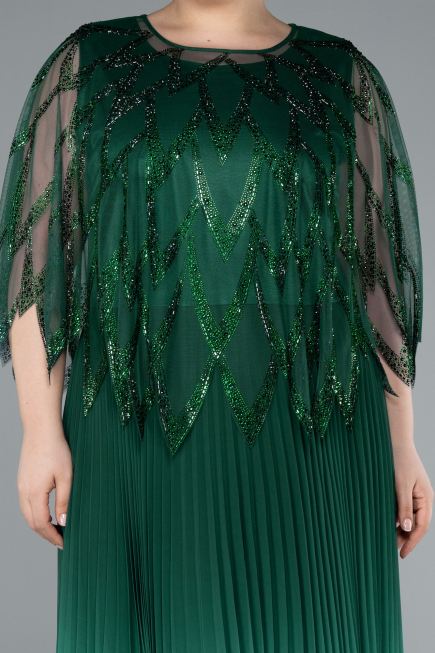 Robe De Soirée Grande Taille Mousseline Longue Émeraude ABU4633