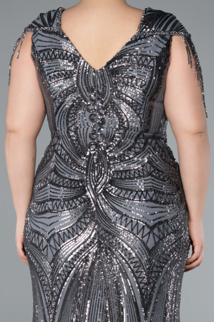 Robe De Fiançailles Grande Taille Longue Anthracite ABU4821